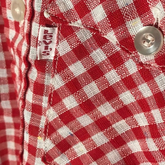 Vintage 1960’s/1970’s Levi’s Red & White Plaid Shirt. size M - Picture 3 of 6